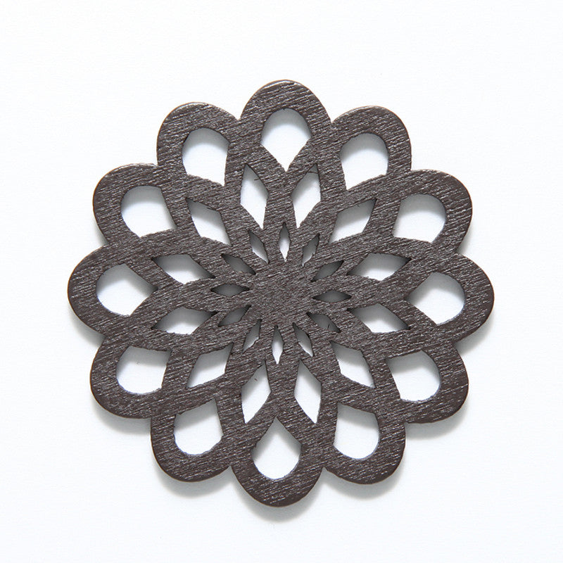 48WC810-58R: Cut Wood Flower 48mm DK Finish-3PC