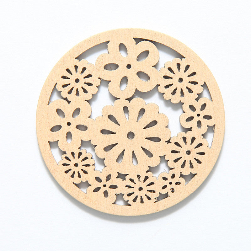 48WC807-51R: Cut Wood Circle Flower 48mm LT Finish-3PC