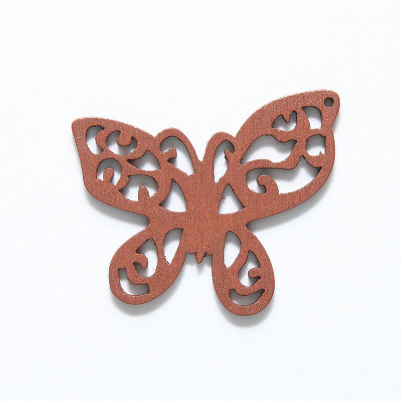 48WC819-56R: Cut Wood Butterfly 48mm Brown Finish-3PC