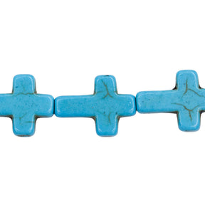 27ST612-B: Magnesite Cross Beads Blue 12x16mm 15.5"