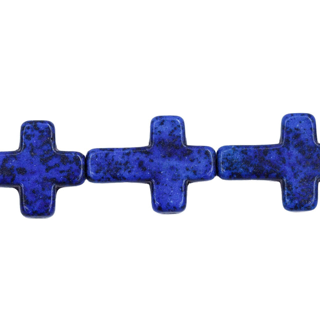 27ST612-DB: Magnesite Cross Beads Lapis 12x16mm 15.5"