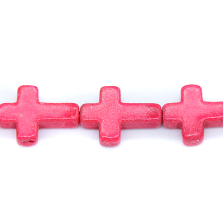 27ST612-F: Magnesite Cross Beads Pink 12x16mm 15.5"
