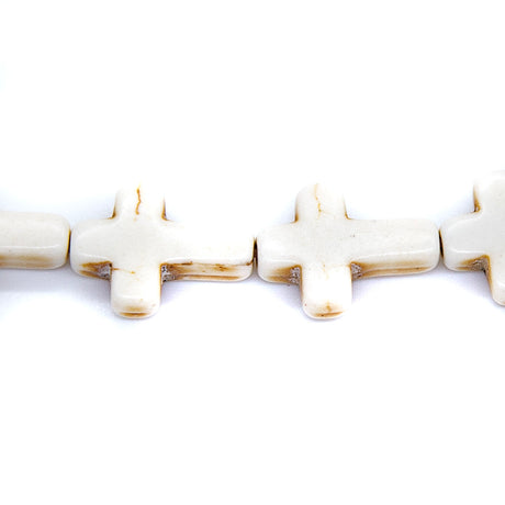 27ST612-W: Magnesite Cross Beads White 12x16mm 15.5"