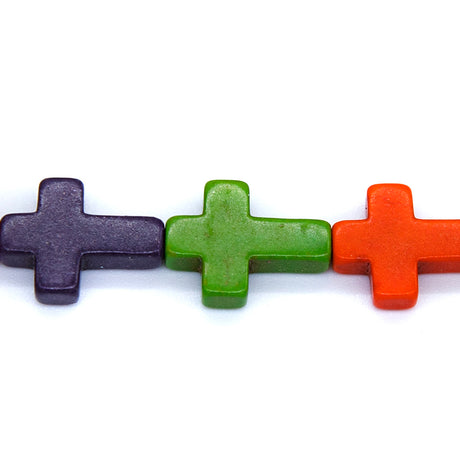 27ST612-X: Magnesite Cross Beads Mix 12x16mm 15.5"