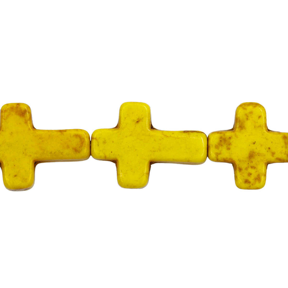 27ST612-Y: Magnesite Cross Beads Yellow 12x16mm 15.5"