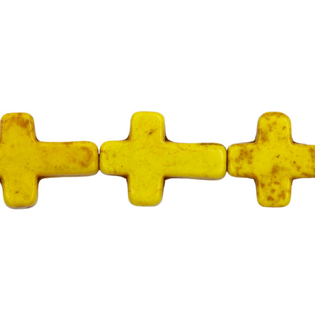 27ST612-Y: Magnesite Cross Beads Yellow 12x16mm 15.5"