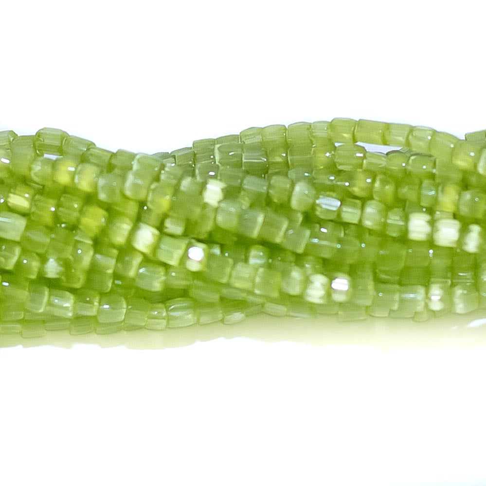 9SC981: CZ Seed Bead 3-cut Satin Celery Green SolGel 9/0 5HK