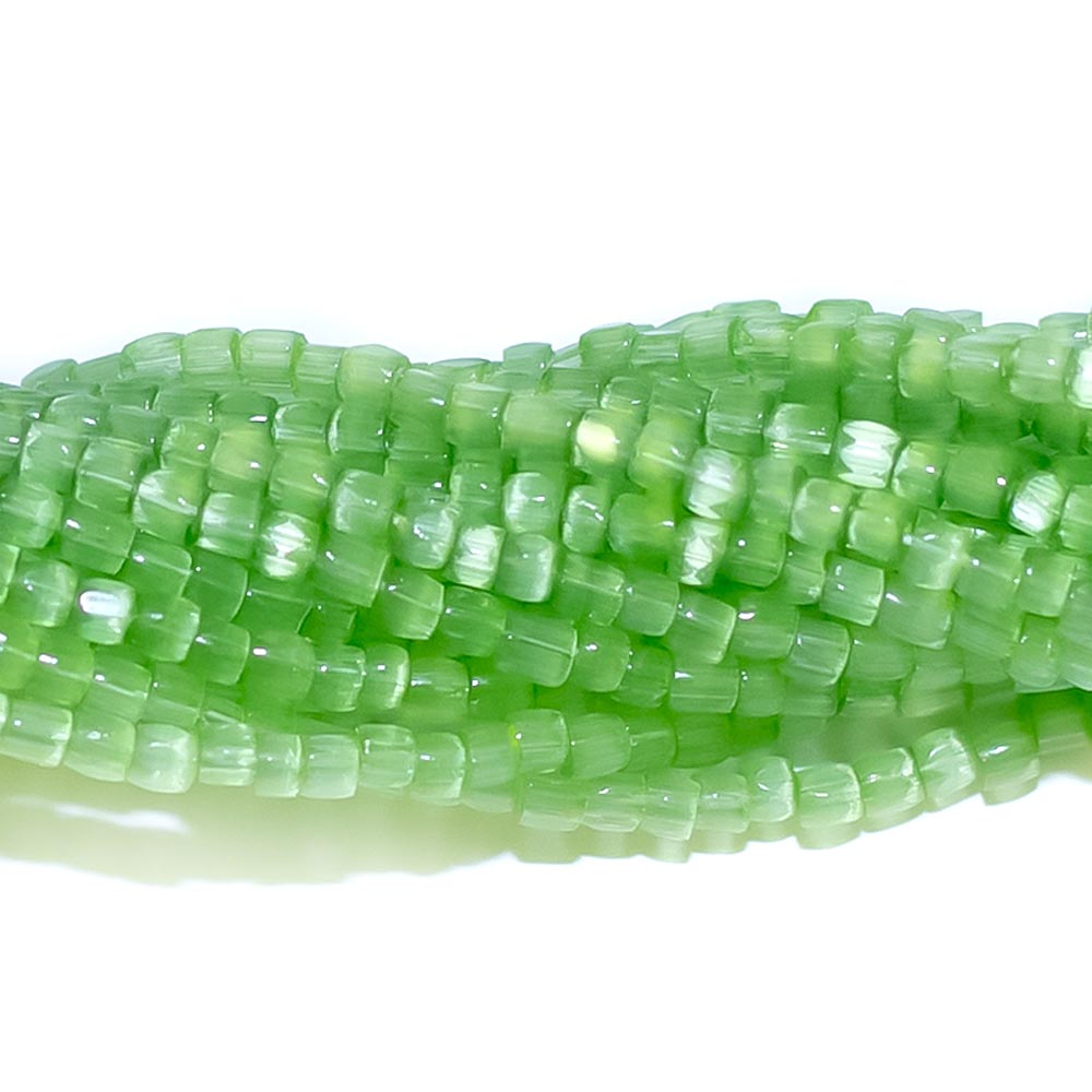 9SC982: CZ Seed Bead 3-cut Satin Green SolGel 9/0 5HK