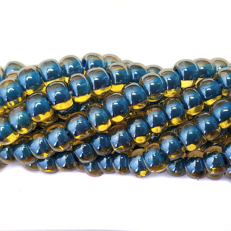 6SB752-LBR: CZ Seed Bead LT Blue Colorlined LT Topaz 6/0-6STR