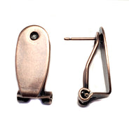 FI2364-AC: Earring Posts Fingernail 10x20mm Antiqued Copper Plate - 5 Pairs