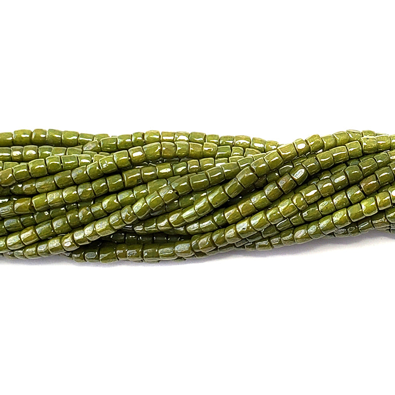 9SC383-OL: CZ Seed Bead 3-Cut Opaque High Luster Olive Green Color