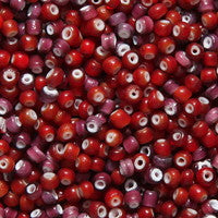 10SV7999-1R: Antique Venetian Seed Bead White Heart Amethyst/ Red Mix 10/0-50GMs