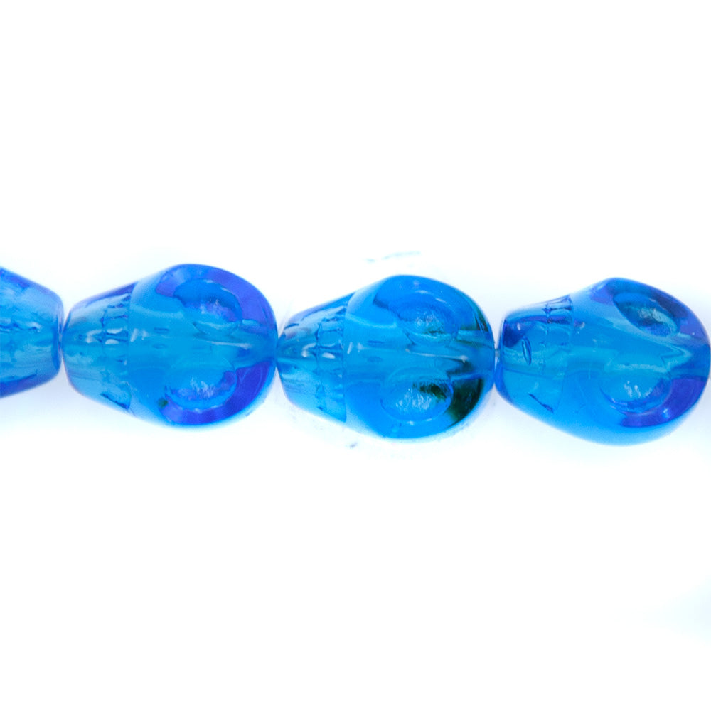 2CG264: 12mm Aqua Skull Beads 15.5"
