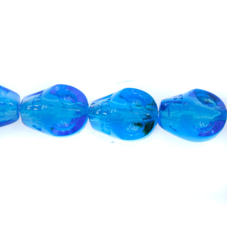 2CG264: 12mm Aqua Skull Beads 15.5"