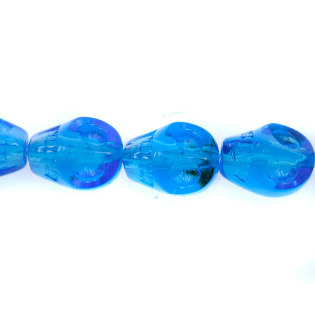 2CG264: 12mm Aqua Skull Beads 15.5"