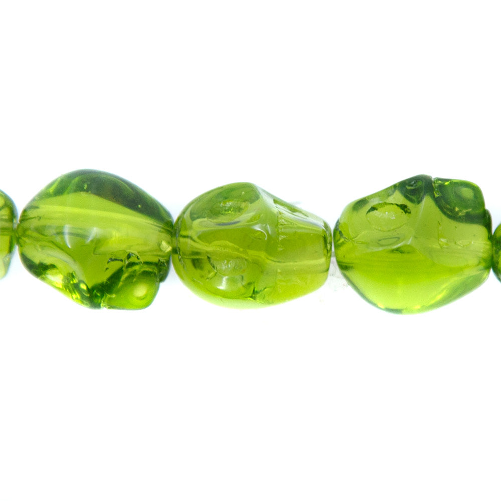 2CG284: 12mm Green Skull Beads 15.5"