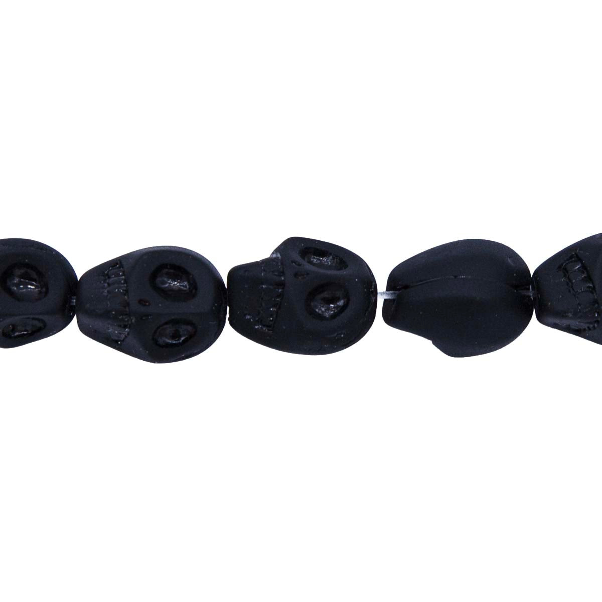 2CG410-M: 12mm Matte Black Skull Beads 15.5"