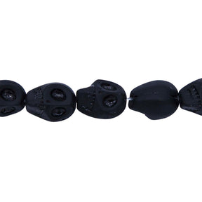 2CG410-M: 12mm Matte Black Skull Beads 15.5"