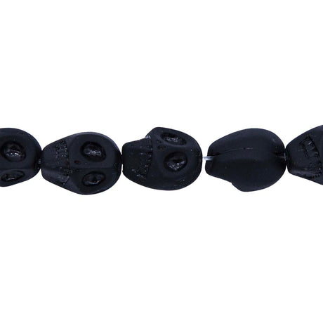 2CG410-M: 12mm Matte Black Skull Beads 15.5"
