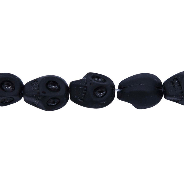 2CG410-M: 12mm Matte Black Skull Beads 15.5"