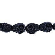 2CG410: 12mm Black Obsidian Skull Beads 15.5"