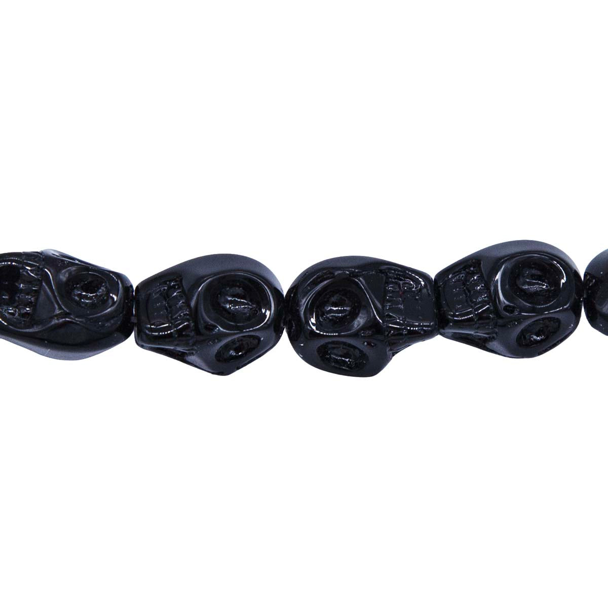 2CG410: 12mm Black Obsidian Skull Beads 15.5"