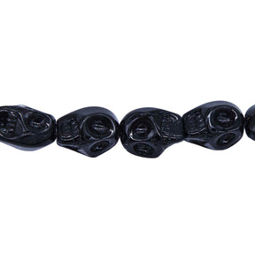 2CG410: 12mm Black Obsidian Skull Beads 15.5"