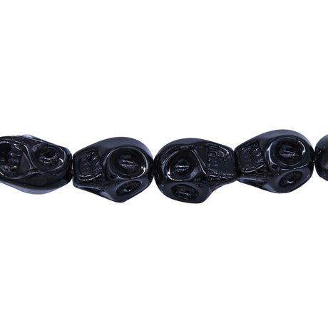 2CG410: 12mm Black Obsidian Skull Beads 15.5"