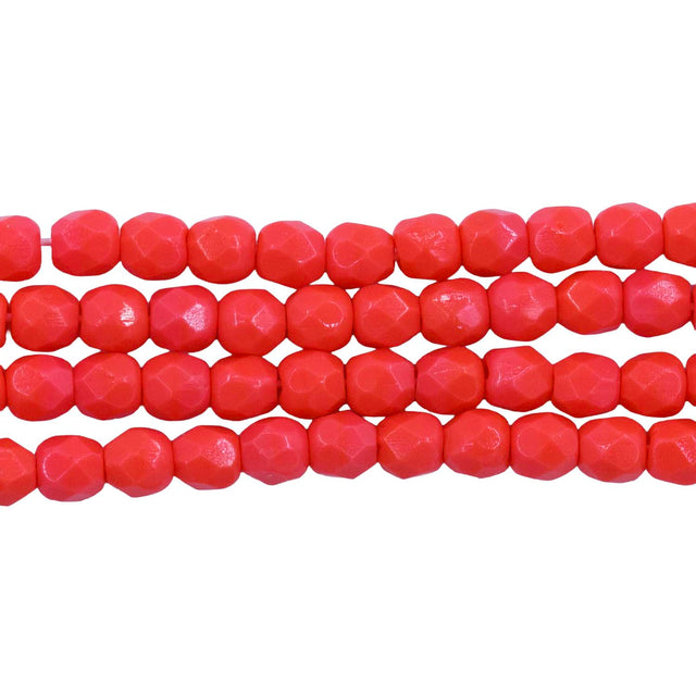 2FC136-5R: Czech Faceted Round Coral 2mm 100 Pieces
