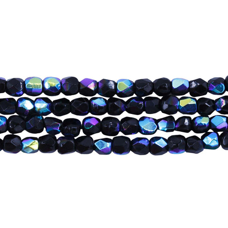 2FC509R: Czech Faceted Round Opaque Black AB 2mm 100 Pieces