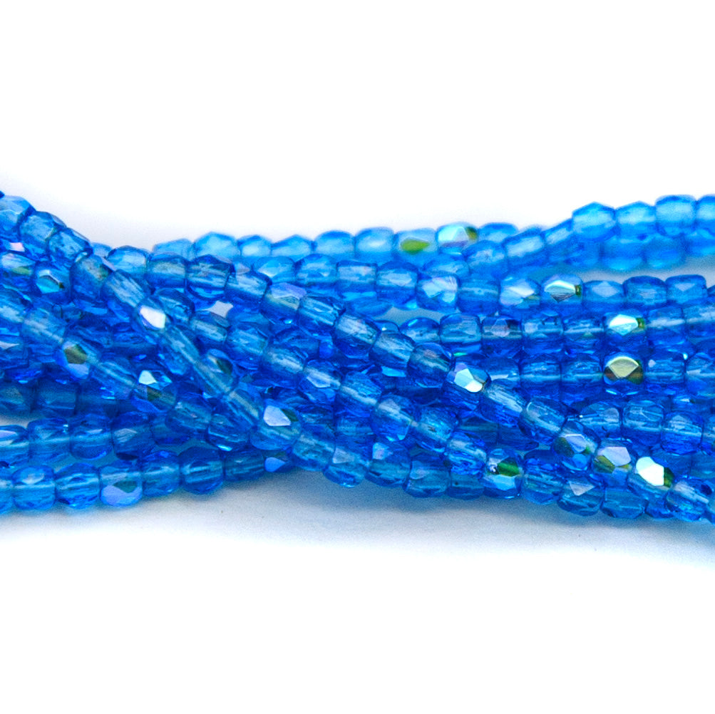2FC563R: Czech Faceted Round Aqua AB 2mm 100 Pieces