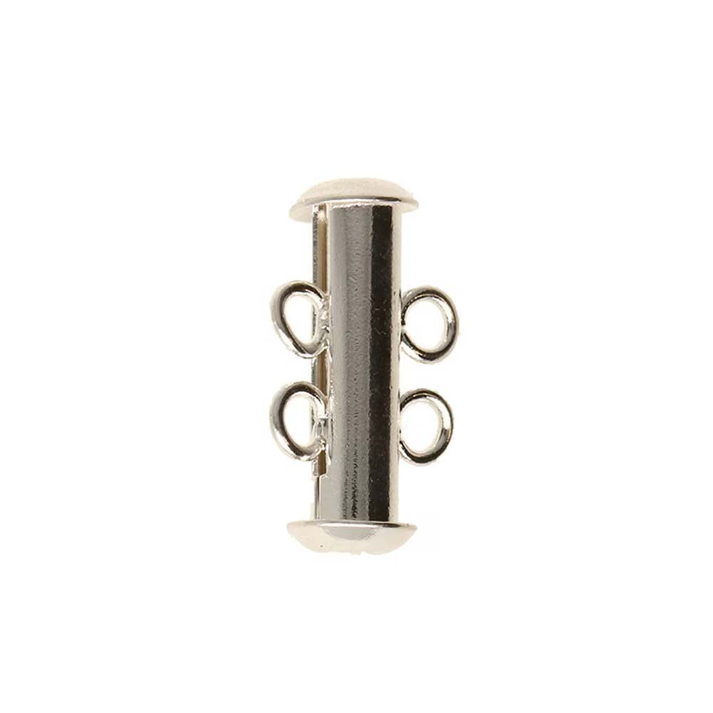 2FI357-S: Clasp Slide Magnetic 2-strand Silver Plated 10x16mm - 1SE