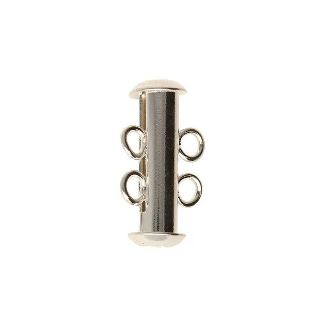 2FI357-S: Clasp Slide Magnetic 2-strand Silver Plated 10x16mm - 1SE