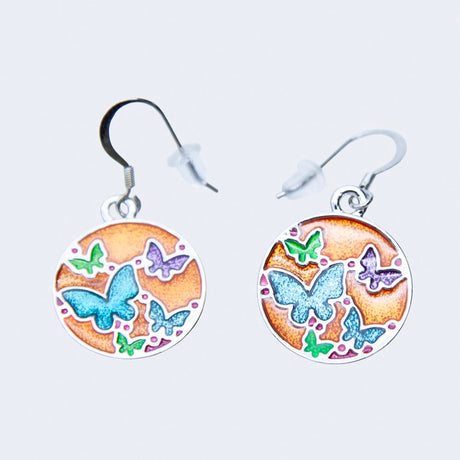 2ME4918: Earring Butterflies Enameled 20mm - 1 Pair