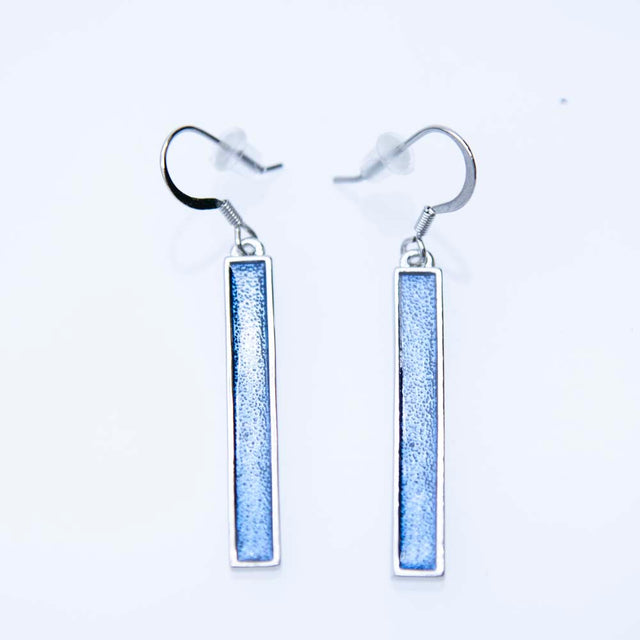 2ME4925: Earring Drop Blue Enamel 35x5mm - 1 Pair