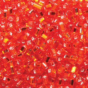 2SV6438-4R: Vintage Venetian Bugle SIL-Line Red Orange #4 Square Hole 2mm 50 Gram Bag