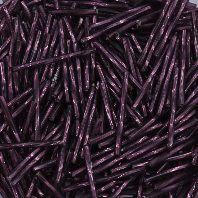 30BT498: Czech Twisted Bugle Silverlined Amethyst 30mm - 50GM