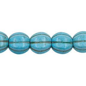 30ST612-B: 10mm Blue Magnesite Pumpkin Beads 15.5"