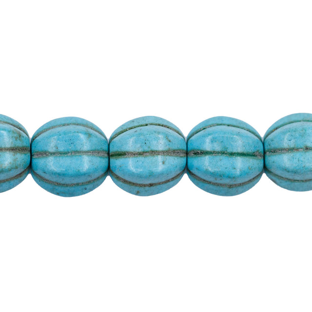 30ST612-B: 10mm Blue Magnesite Pumpkin Beads 15.5"