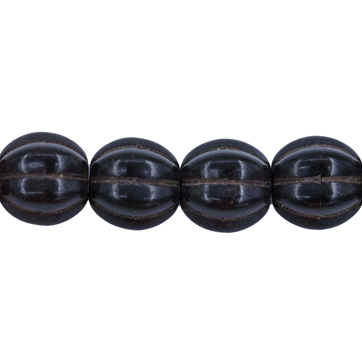 30ST612-BK: 10mm Black Magnesite Pumpkin Beads 15.5"