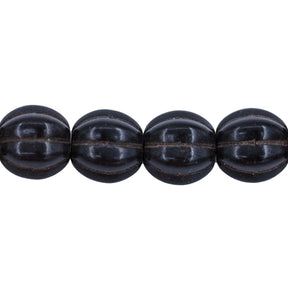 30ST612-BK: 10mm Black Magnesite Pumpkin Beads 15.5"