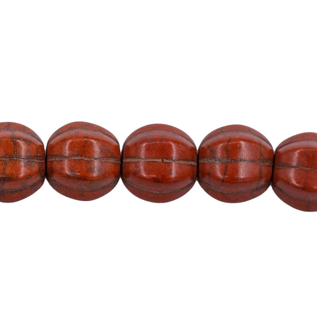 30ST612-CO: 10mm Coffee Magnesite Pumpkin Beads 15.5"
