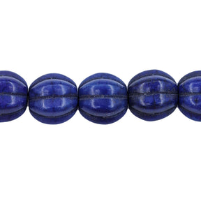 30ST612-DB: 10mm Lapis Magnesite Pumpkin Beads 15.5"