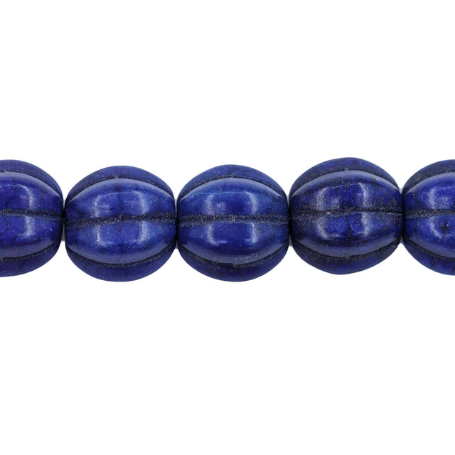30ST612-DB: 10mm Lapis Magnesite Pumpkin Beads 15.5"