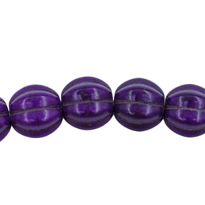 30ST612-PR: 10mm Purple Magnesite Pumpkin Beads 15.5"
