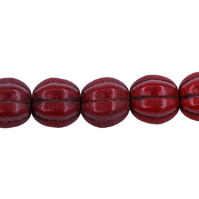 30ST612-R: 10mm Red Magnesite Pumpkin Beads 15.5"