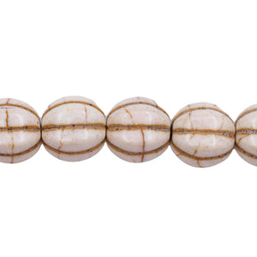 30ST612-W: 10mm White Magnesite Pumpkin Beads 15.5"