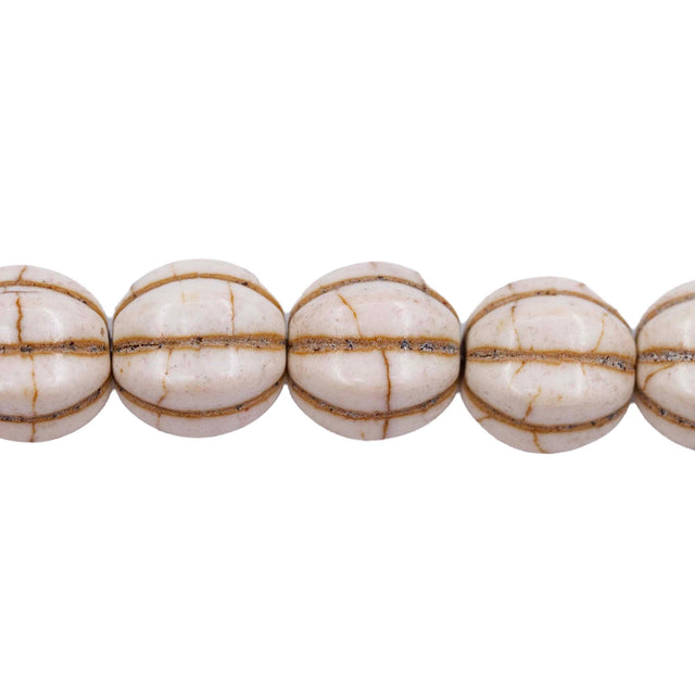 30ST612-W: 10mm White Magnesite Pumpkin Beads 15.5"