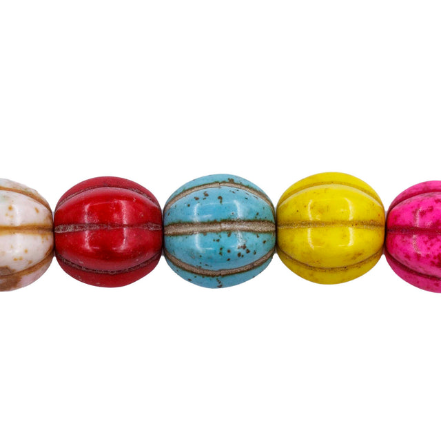 30ST612-X: 10mm Mix Magnesite Pumpkin Beads 15.5"