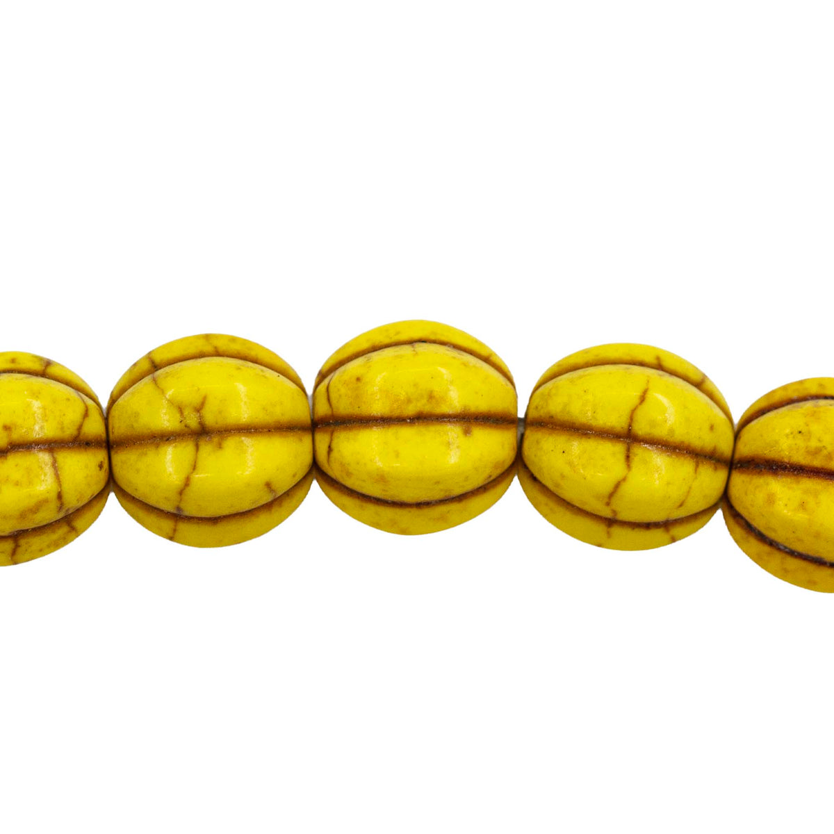 30ST612-Y: 10mm Yellow Magnesite Pumpkin Beads 15.5"